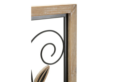 Panneau mural en fer et bois Koman – Modèle B – 26x60 cm – Alliance de matériaux bohème chic