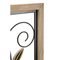 Panneau mural en fer et bois Koman – Modèle B – 26x60 cm – Alliance de matériaux bohème chic