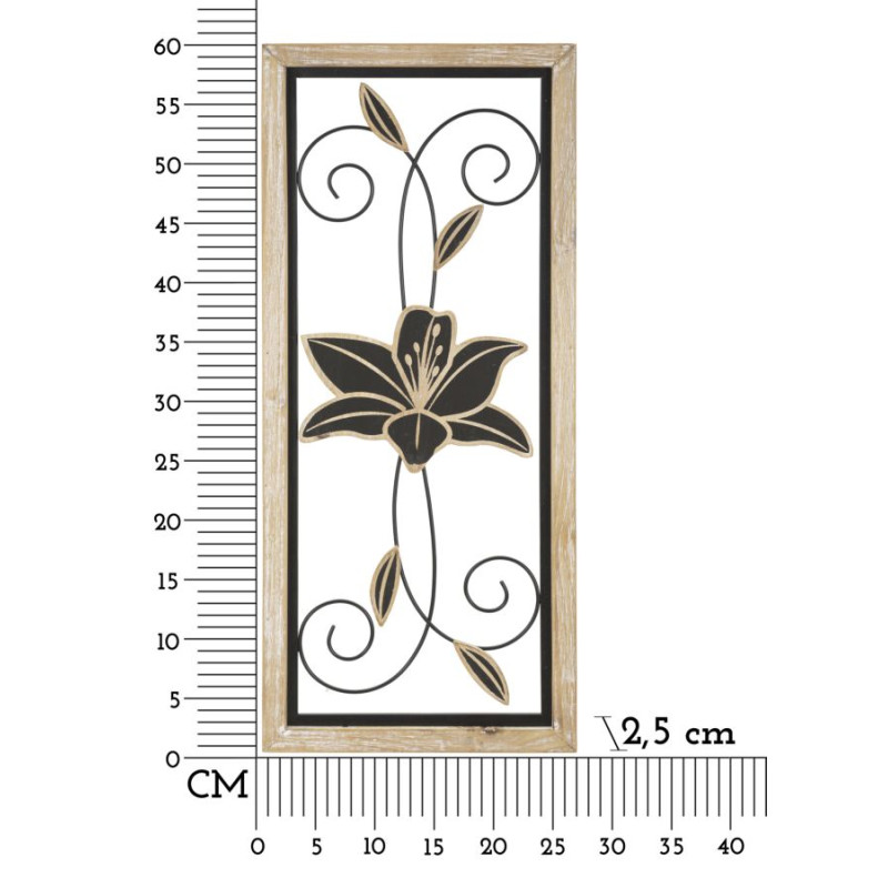 Panneau mural en fer et bois Koman – Modèle B – 26x60 cm – Alliance de matériaux bohème chic