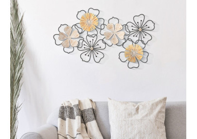 Panneau mural en fer et bois Itis – 75x42 cm – Déco murale bohème à la touche organique