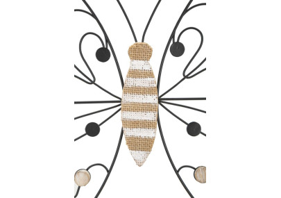 Panneau mural en fer et bois papillon – 39x33 cm – Motif délicat Bohème Chic (lot de 2)