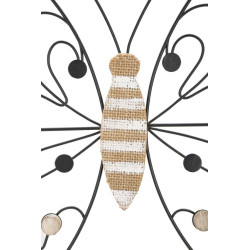 Panneau mural en fer et bois papillon – 39x33 cm – Motif délicat Bohème Chic (lot de 2)
