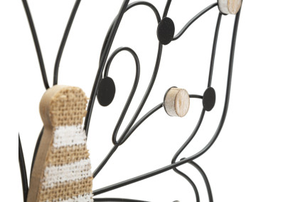 Panneau mural en fer et bois papillon – 39x33 cm – Motif délicat Bohème Chic (lot de 2)