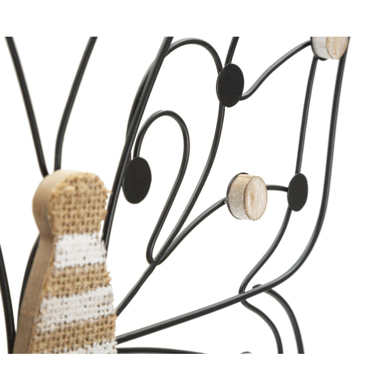 Panneau mural en fer et bois papillon – 39x33 cm – Motif délicat Bohème Chic (lot de 2)