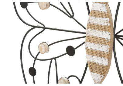 Panneau mural en fer et bois papillon – 39x33 cm – Motif délicat Bohème Chic (lot de 2)