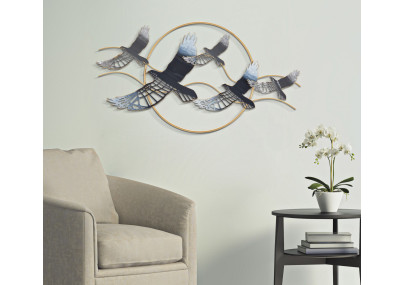 Panneau mural en fer Oiseau – 91x50 cm – Motif aérien Glam artistique et poétique