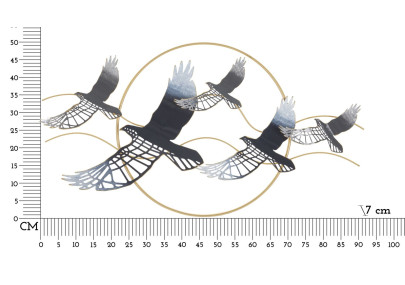 Panneau mural en fer Oiseau – 91x50 cm – Motif aérien Glam artistique et poétique