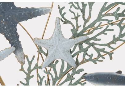 Panneau mural en fer Étoile de mer – 95x53 cm – Déco marine Glam chic et dorée