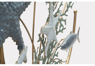 Panneau mural en fer Étoile de mer – 95x53 cm – Déco marine Glam chic et dorée