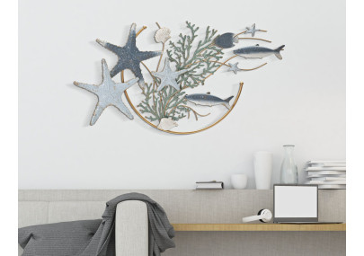 Panneau mural en fer Étoile de mer – 95x53 cm – Déco marine Glam chic et dorée