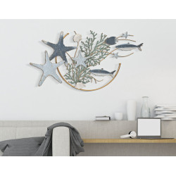 Panneau mural en fer Étoile de mer – 95x53 cm – Déco marine Glam chic et dorée