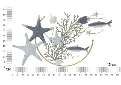 Panneau mural en fer Étoile de mer – 95x53 cm – Déco marine Glam chic et dorée