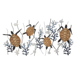 Panneau mural en fer Tortue – 132x69 cm – Grand panneau Glam inspiré de la mer
