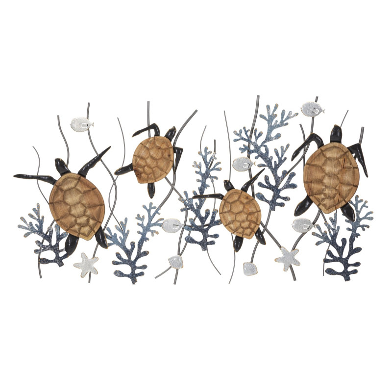 Panneau mural en fer Tortue – 132x69 cm – Grand panneau Glam inspiré de la mer