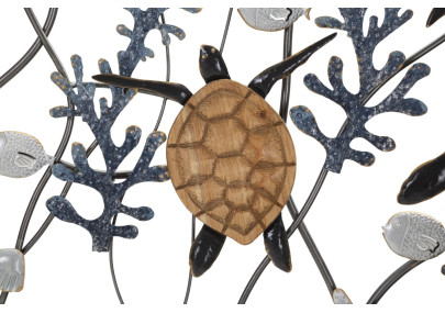 Panneau mural en fer Tortue – 132x69 cm – Grand panneau Glam inspiré de la mer