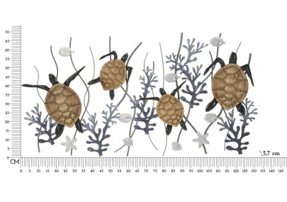 Panneau mural en fer Tortue – 132x69 cm – Grand panneau Glam inspiré de la mer