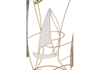 Panneau mural en fer bateau lumineux – Une touche d’évasion brillante (123,8 x 5,1 x 69,9 cm)