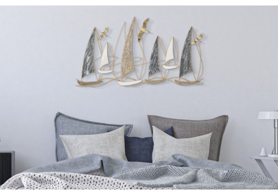 Panneau mural en fer bateau lumineux – Une touche d’évasion brillante (123,8 x 5,1 x 69,9 cm)