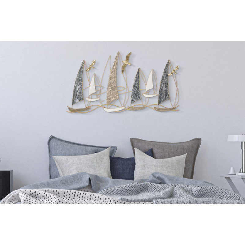 Panneau mural en fer bateau lumineux – Une touche d’évasion brillante (123,8 x 5,1 x 69,9 cm)