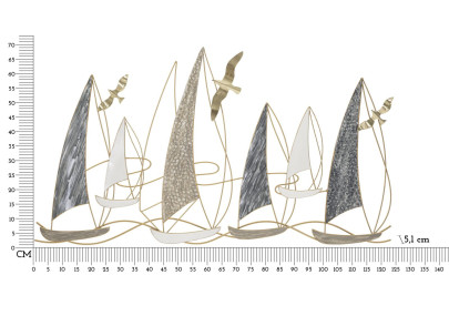 Panneau mural en fer bateau lumineux – Une touche d’évasion brillante (123,8 x 5,1 x 69,9 cm)