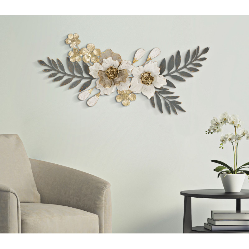 Panneau mural en fer gris – Sobriété moderne et éclat métallique (90,2 x 7,6 x 41,9 cm)