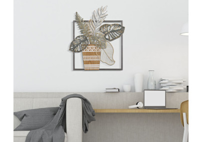 Panneau mural VASO – Une œuvre en fer au charme délicat (54 x 6,4 x 62,9 cm)