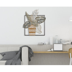 Panneau mural VASO – Une œuvre en fer au charme délicat (54 x 6,4 x 62,9 cm)