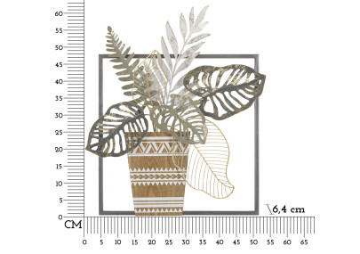 Panneau mural VASO – Une œuvre en fer au charme délicat (54 x 6,4 x 62,9 cm)
