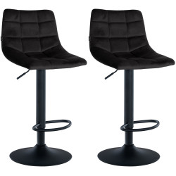 Lot de 2 tabourets de bar Jerry en velours noir noir