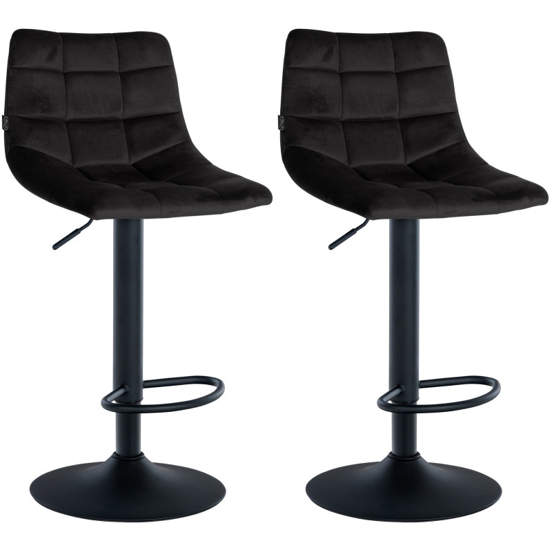 Lot de 2 tabourets de bar Jerry en velours noir