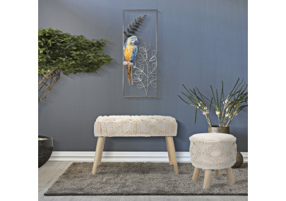 Panneau mural PERROQUET – Couleurs tropicales et éclat glamour (28,6 x 2,5 x 74,3 cm)