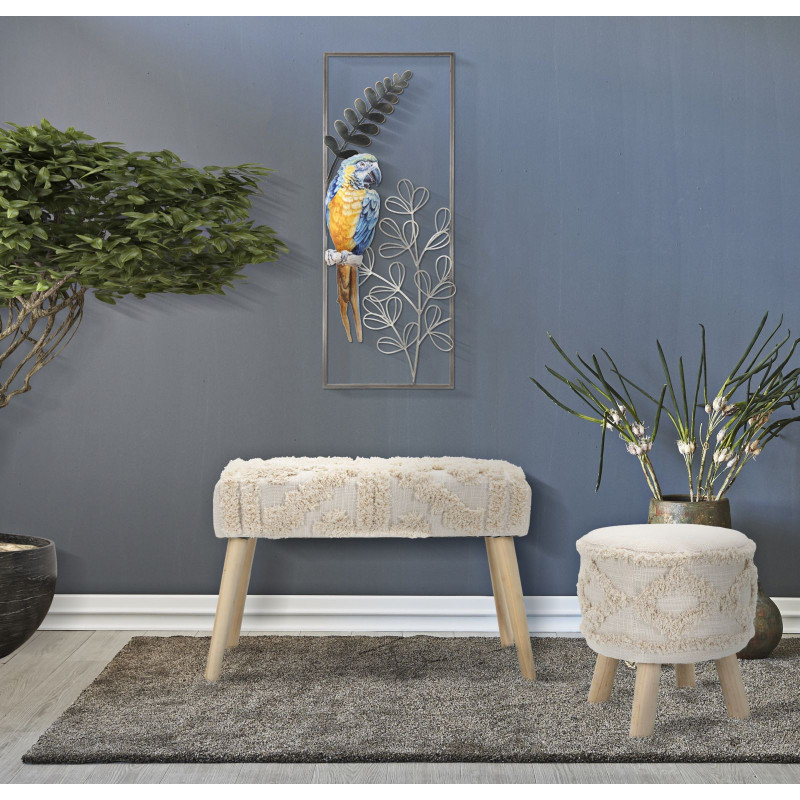 Panneau mural PERROQUET – Couleurs tropicales et éclat glamour (28,6 x 2,5 x 74,3 cm)