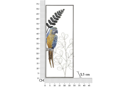 Panneau mural PERROQUET – Couleurs tropicales et éclat glamour (28,6 x 2,5 x 74,3 cm)