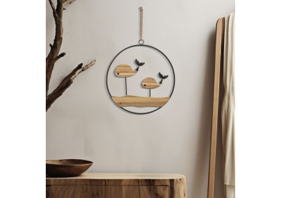 Panneau mural BALENE – Décor marin contemporain (56 x 2 x 60 cm)