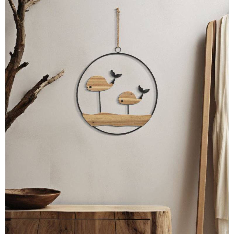 Panneau mural BALENE – Décor marin contemporain (56 x 2 x 60 cm)