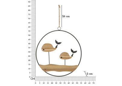 Panneau mural BALENE – Décor marin contemporain (56 x 2 x 60 cm)