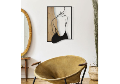 Panneau mural Beauté fer et bois – Raffinement décoratif (60 x 2 x 90 cm)