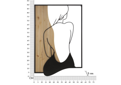 Panneau mural Beauté fer et bois – Raffinement décoratif (60 x 2 x 90 cm)