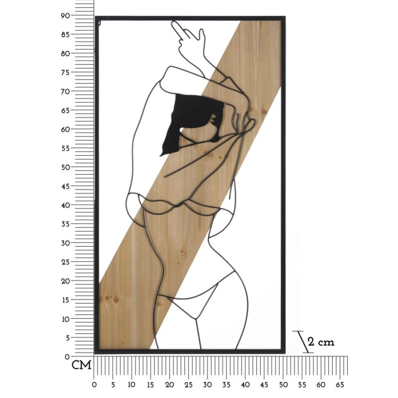 Bande murale – A – Fer et bois, design minimaliste (50 x 2 x 90 cm)