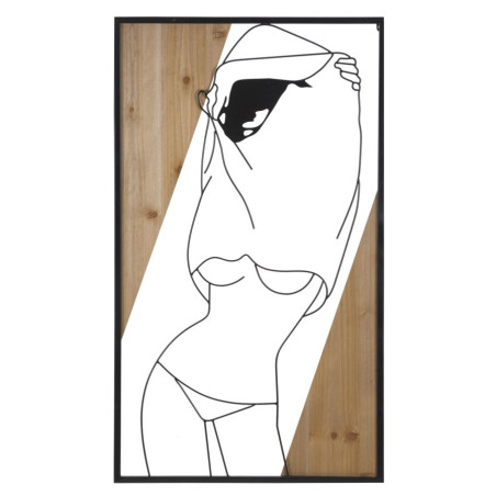 Bande murale – B – Fer et bois, harmonie des formes (50 x 2 x 90 cm)