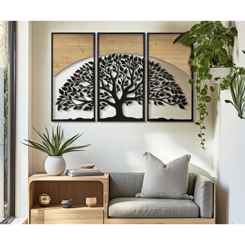 Panneau mural ARC – Lot de 3 pièces, lignes contemporaines (105 x 2 x 70 cm / 35 x 2 x 70)