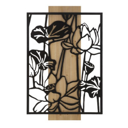 Panneau mural LOTUS – Fer et bois, élégance raffinée (60 x 2 x 90 cm)