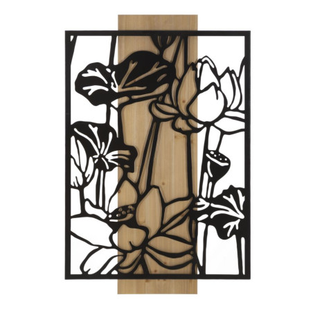 Panneau mural LOTUS – Fer et bois, élégance raffinée (60 x 2 x 90 cm)