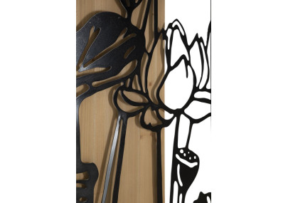 Panneau mural LOTUS – Fer et bois, élégance raffinée (60 x 2 x 90 cm)