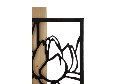 Panneau mural LOTUS – Fer et bois, élégance raffinée (60 x 2 x 90 cm)