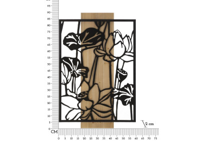 Panneau mural LOTUS – Fer et bois, élégance raffinée (60 x 2 x 90 cm)