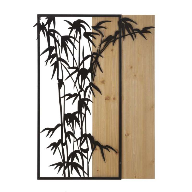 Panneau mural en bambou, fer et bois – Charme naturel et contemporain (58 x 2 x 80 cm)