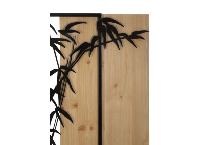 Panneau mural en bambou, fer et bois – Charme naturel et contemporain (58 x 2 x 80 cm)