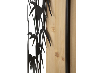 Panneau mural en bambou, fer et bois – Charme naturel et contemporain (58 x 2 x 80 cm)