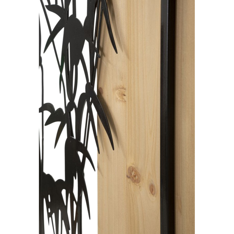 Panneau mural en bambou, fer et bois – Charme naturel et contemporain (58 x 2 x 80 cm)